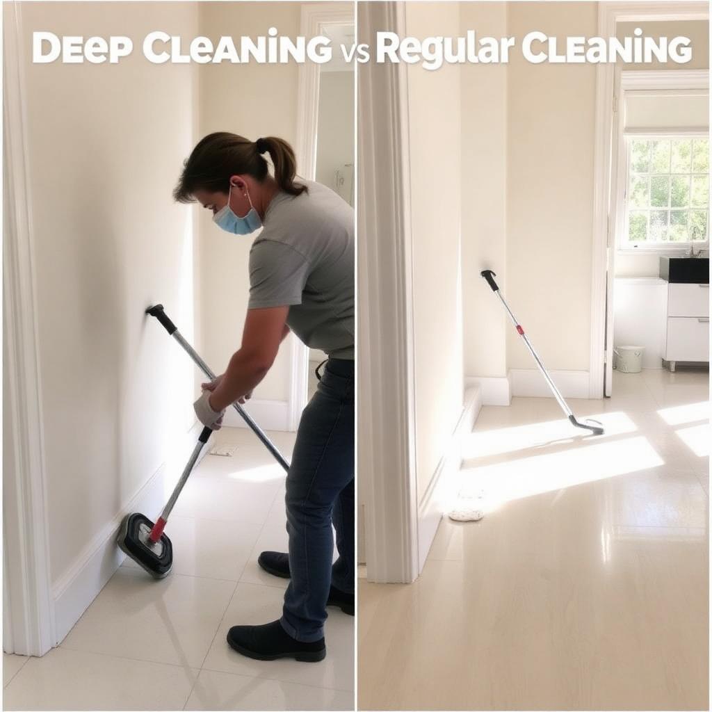 Side-by-side comparison of deep cleaning and regular cleaning in a DFW home.