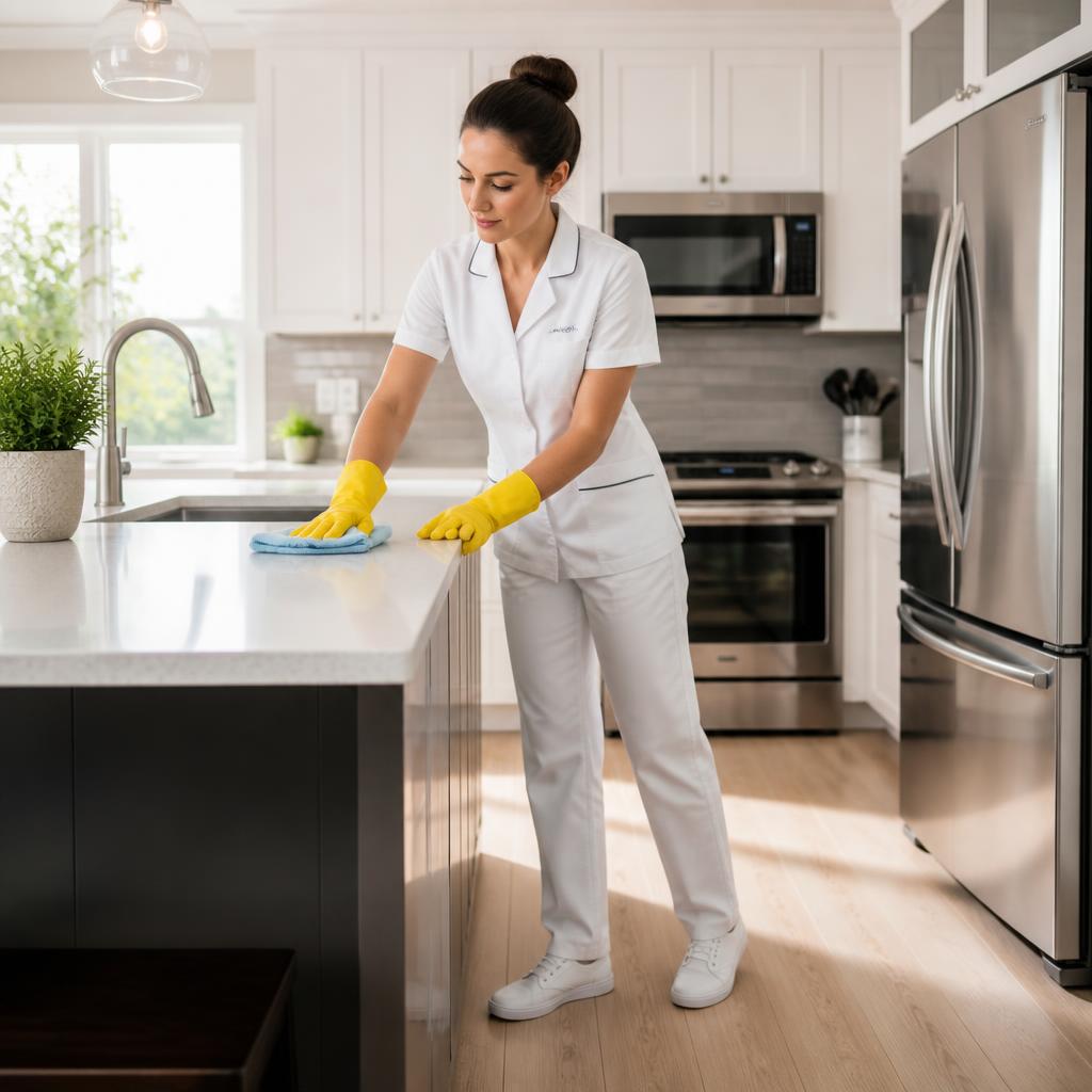 Ultra Cleaning Services crew detailing a modern apartment kitchen for a make-ready turn